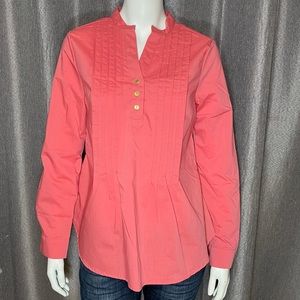Sabrina Lauren Salmon Button Long Sleeve Blouse